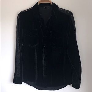 The Kooples Black Velvet Button Down